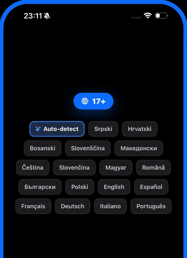 Spisak od 17 podržanih jezika